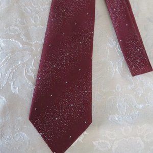 Marks & Spencer BURGUNDY with White Dots Vintage Men's Tie 55.5" L (K100)